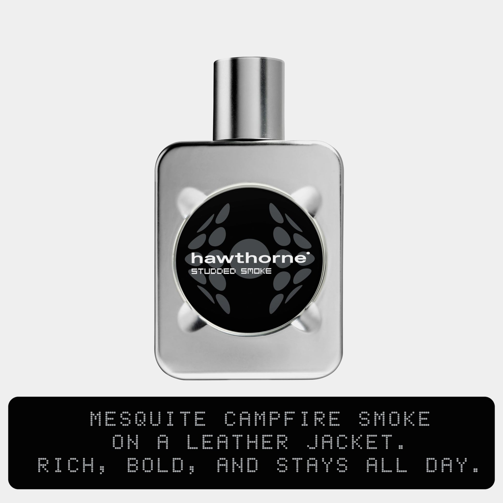 Hawthorne Studded Smoke Mens Cologne. Leather Cologne for Men with Mesquite Wood, Campfire Smoke & Wild Blackberry. Bold, Long Lasting Fragrance with Parfum Concentration. 50 mL - 1.7 Fl. Oz.