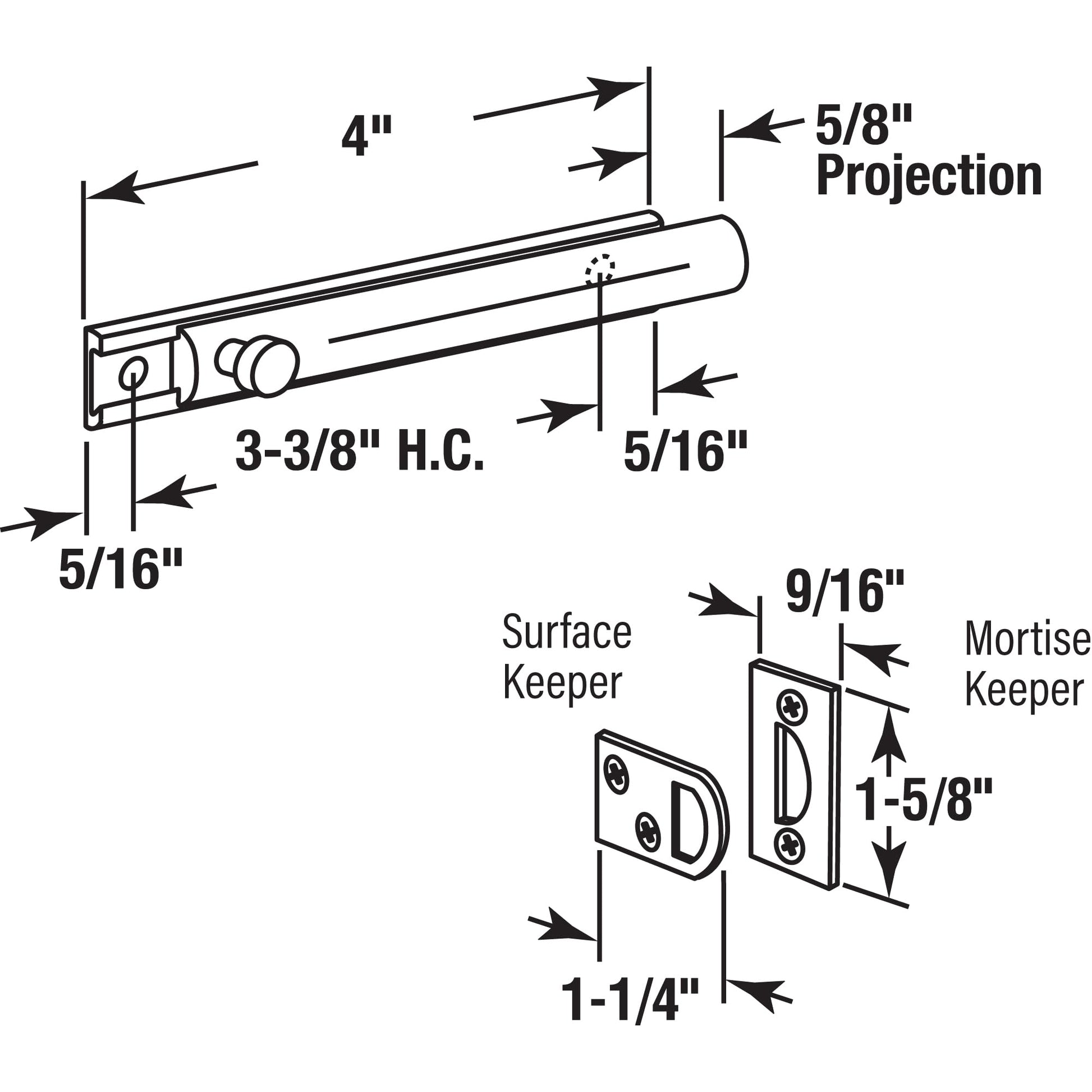 Prime-Line U 10307 Surface Bolt, 4 in., Solid Brass, Classic Bronze Finish, Single Pack