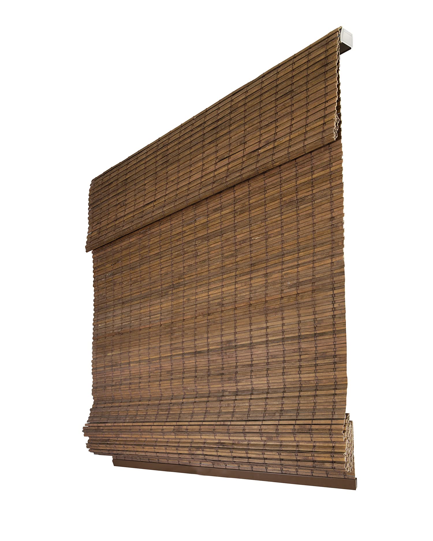  31" W X 64" H Bamboo Roman Shades, Moose (Blackout) Brown
