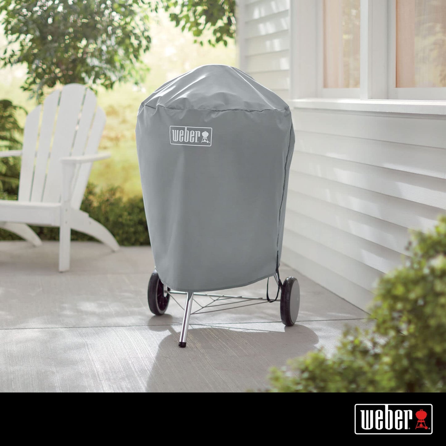 Weber 22-Inch Charcoal Kettle Grill Cover – Premium Heavy-Duty Polyester, UV & Water Resistant, Breathable Fabric with Secure Straps, Easy Slip-On Design