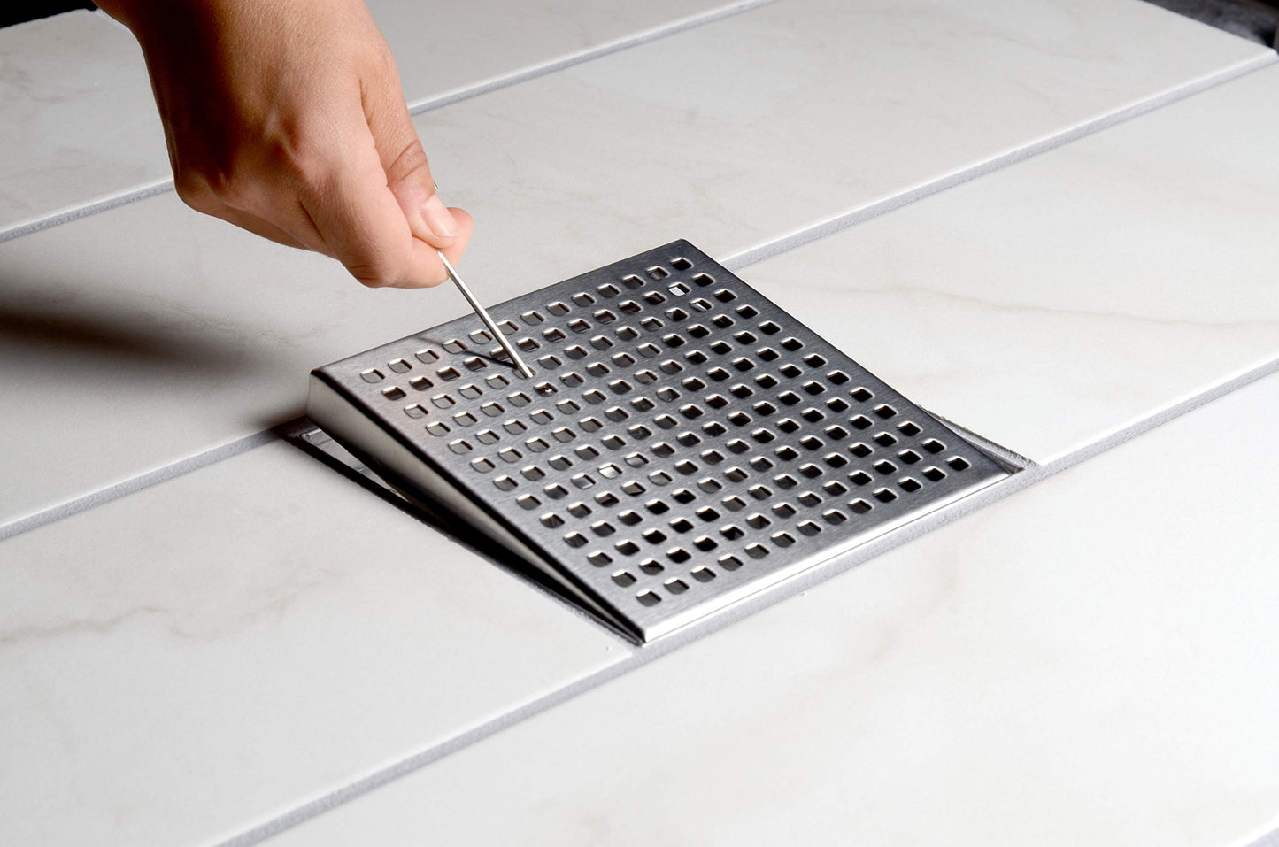Designline 4 in. x 4 in. Square Drain Wave Grate