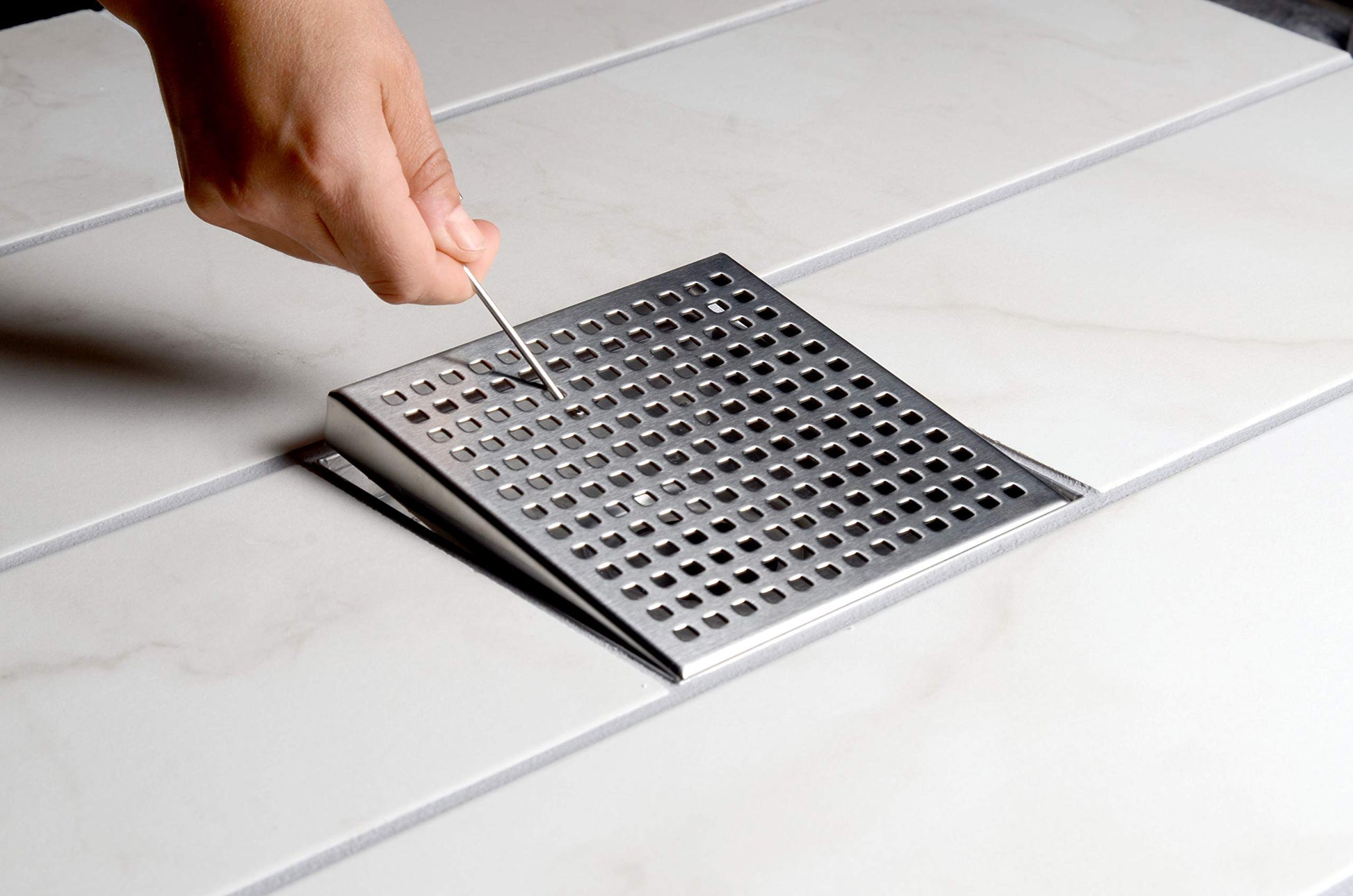 Designline 4 in. x 4 in. Square Drain Wave Grate