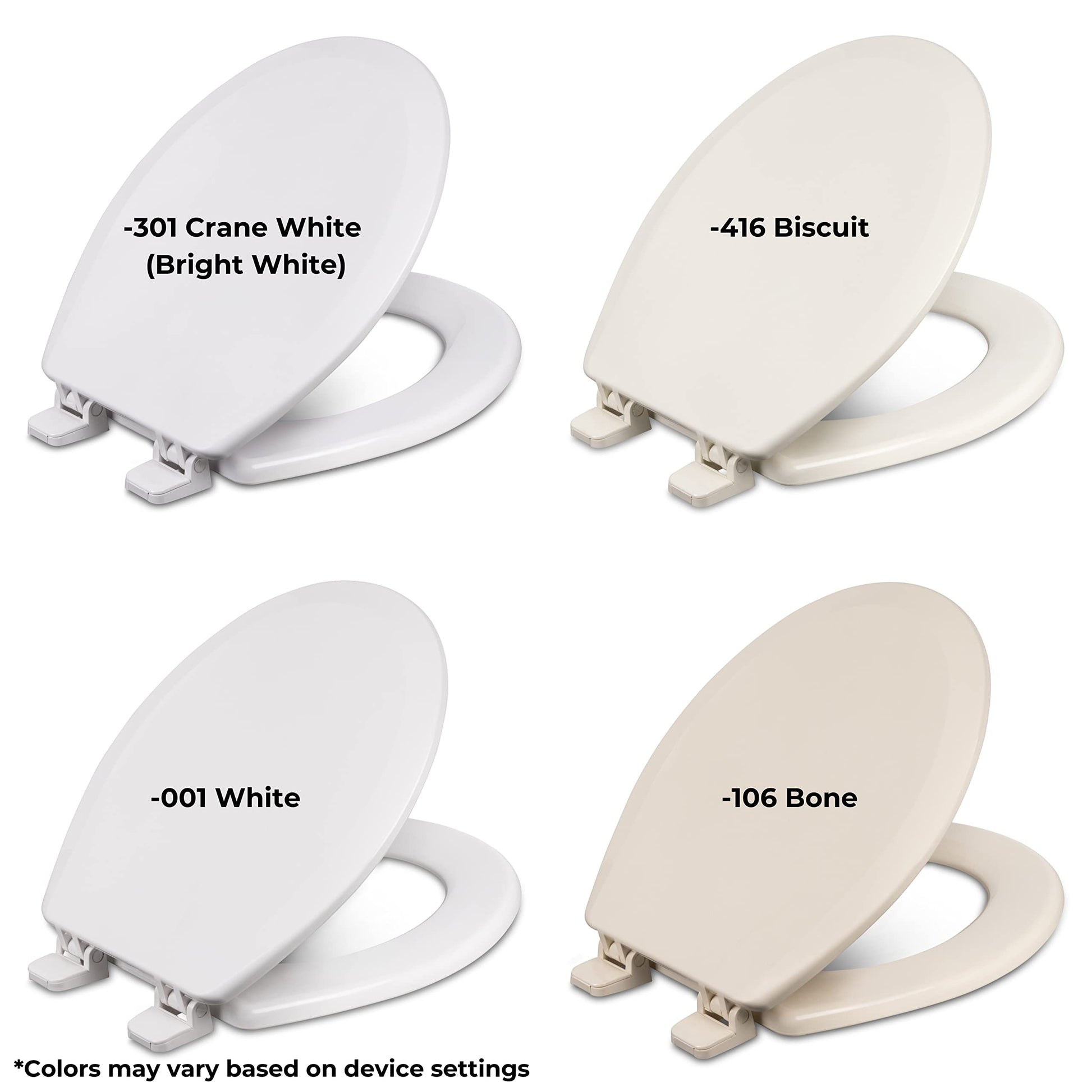 Centoco Elongated Toilet Seat, Heavy-Duty Wood Core with Plastic Scratch-Resistant Finish, Residential, Made in the USA, 900-106, Bone