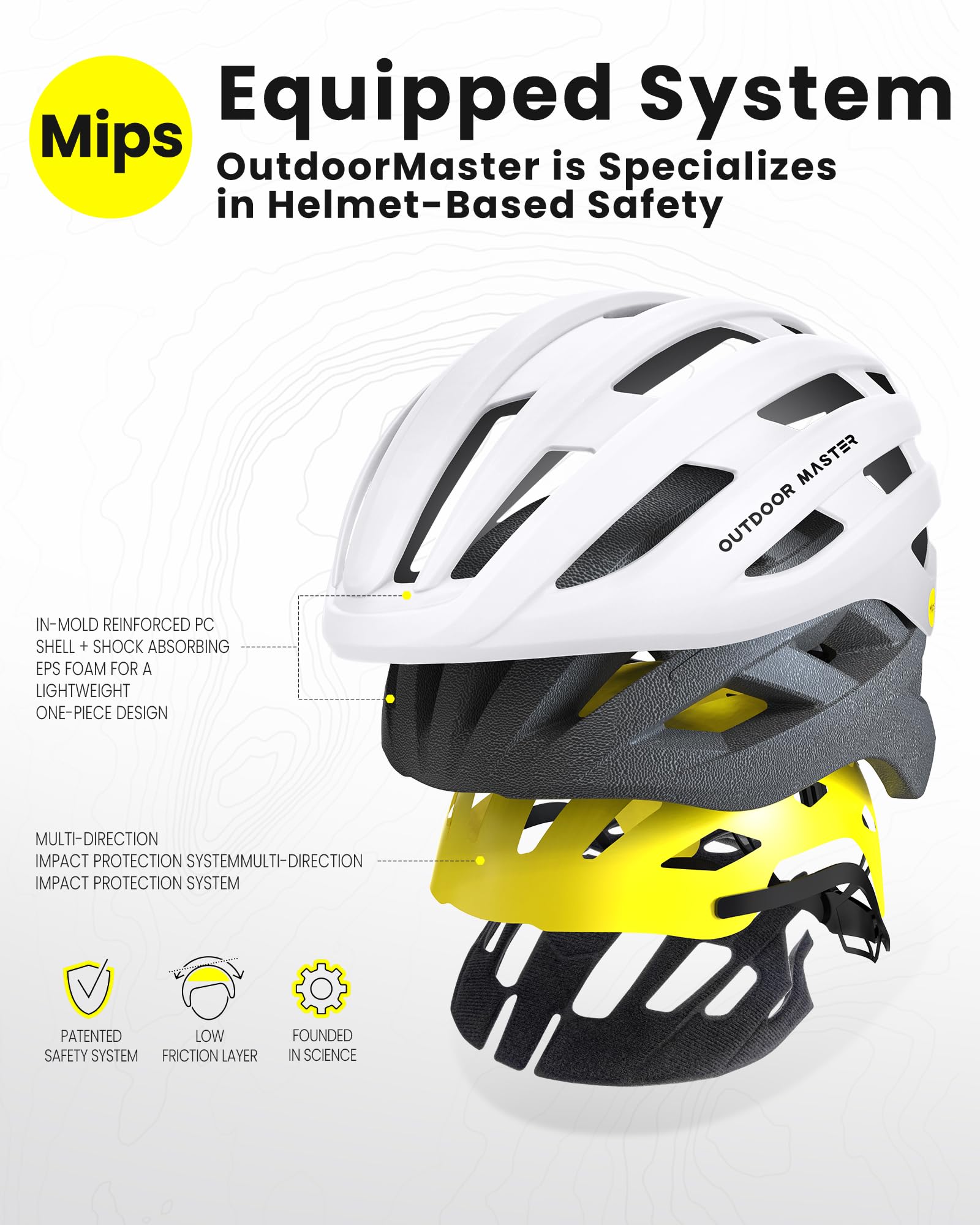 OutdoorMaster MIPS Bike Helmet for Adults-Two Removable Liners & Ventilation in Multi-Environment - Road Bicycle Helmets in Mountain, Motorway for Youth & Adult