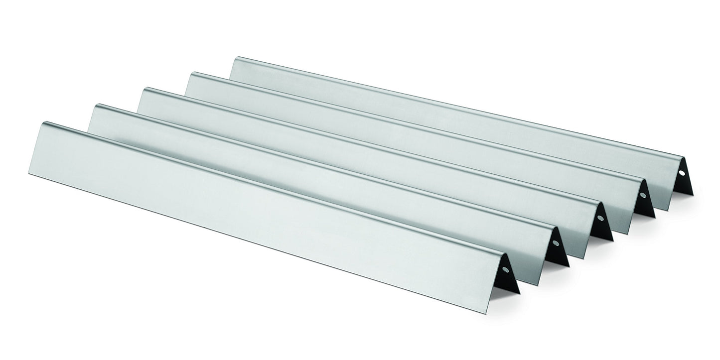 Weber 7540 Stainless Steel Flavorizer Bars (24.5" x 2.375") – 5‑Piece Set for Genesis 300 Series with Side Controls, Durable & Long‑Lasting, Adds Smoky Flavor & Protects Burners