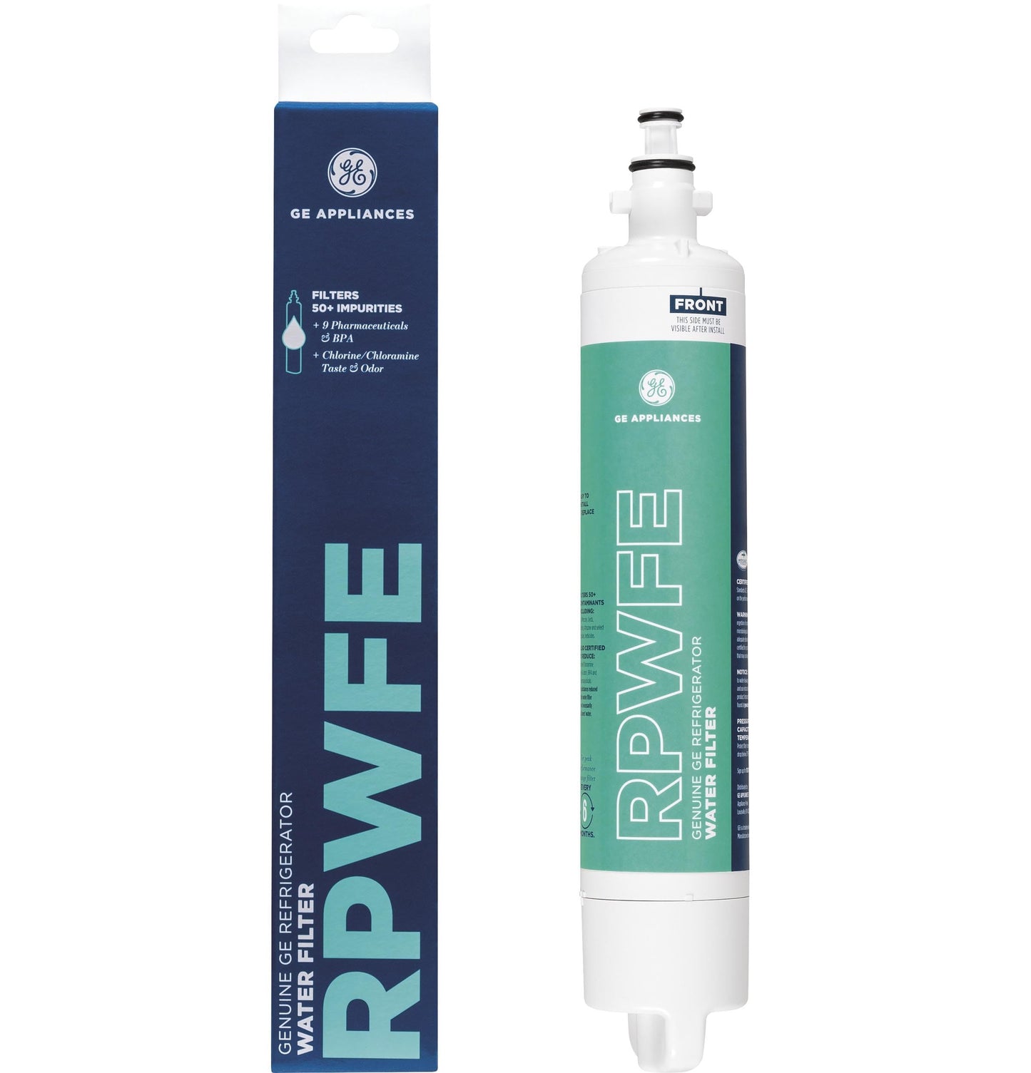 GE RPWFE Refrigerator Water Filter, Genuine Replacement Filter, Certified to Reduce Lead, Sulfur, and 50+ Other Impurities, Replace Every 6 Months for Best Results, Pack of 1