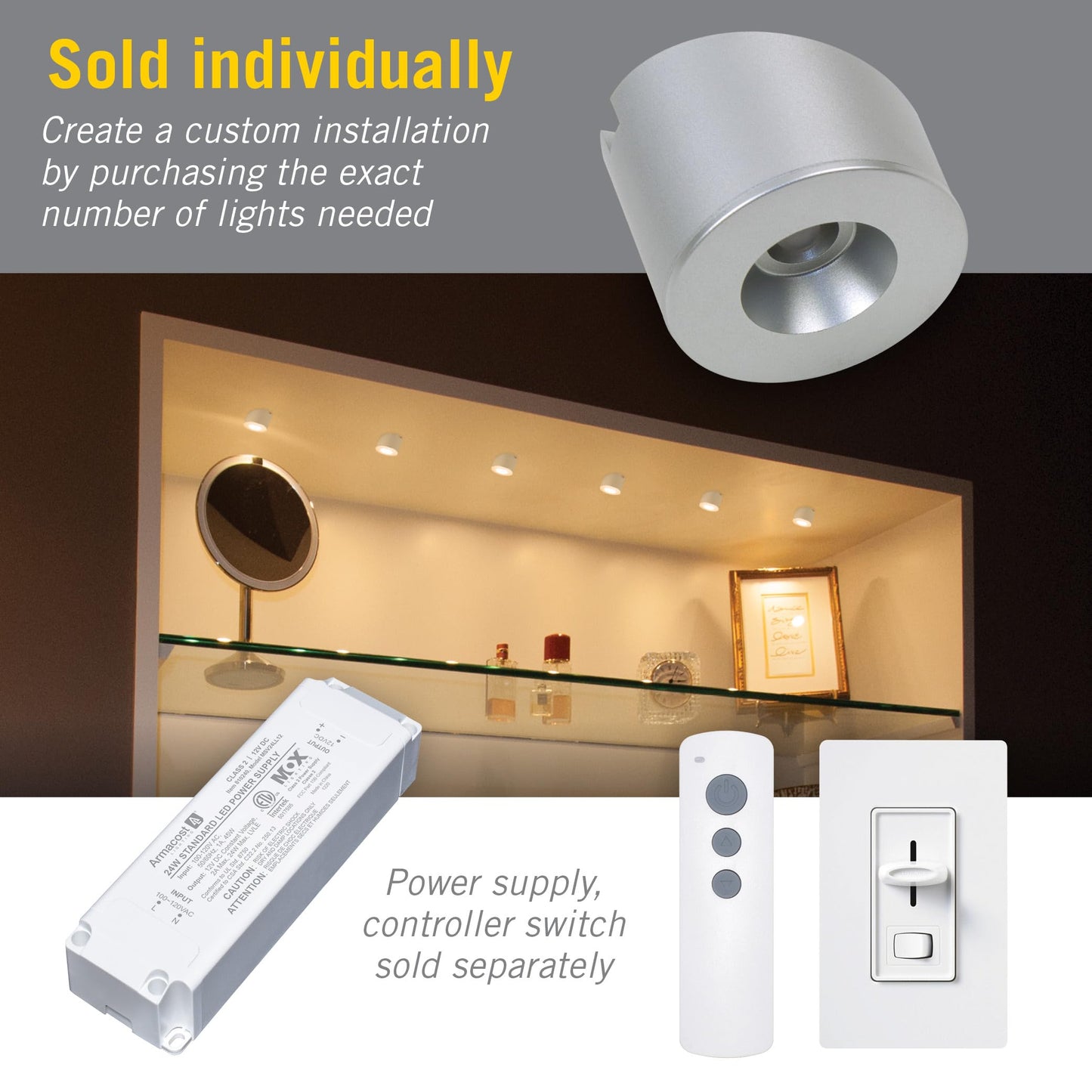 Armacost Lighting PureVue Mini Under Cabinet LED Puck Light, Angled, 4000K 213111
