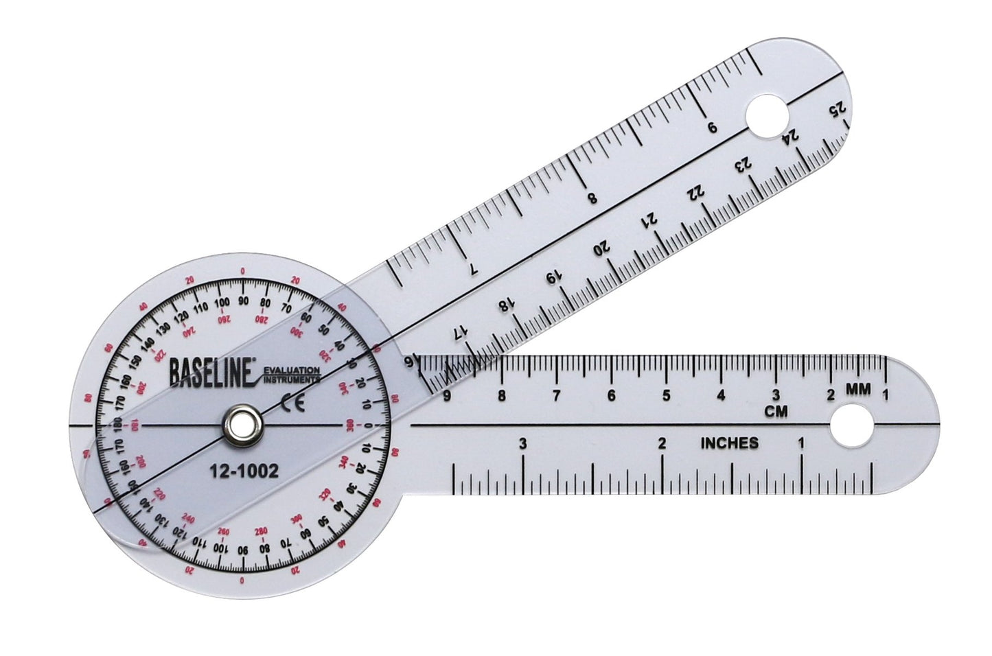 Baseline 12-1002 Plastic Goniometer, 360 degree Head, 6" Arms