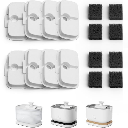 PETLIBRO Replacement Filters for Dockstream Cat Water Fountain PLWF106/PLWF116/PLWF115/PLWF105/PLWF005, 4 Months Set of Replacement Filters for Ultra Quiet Cat Fountain, 8 Count for Pet Water Fountain