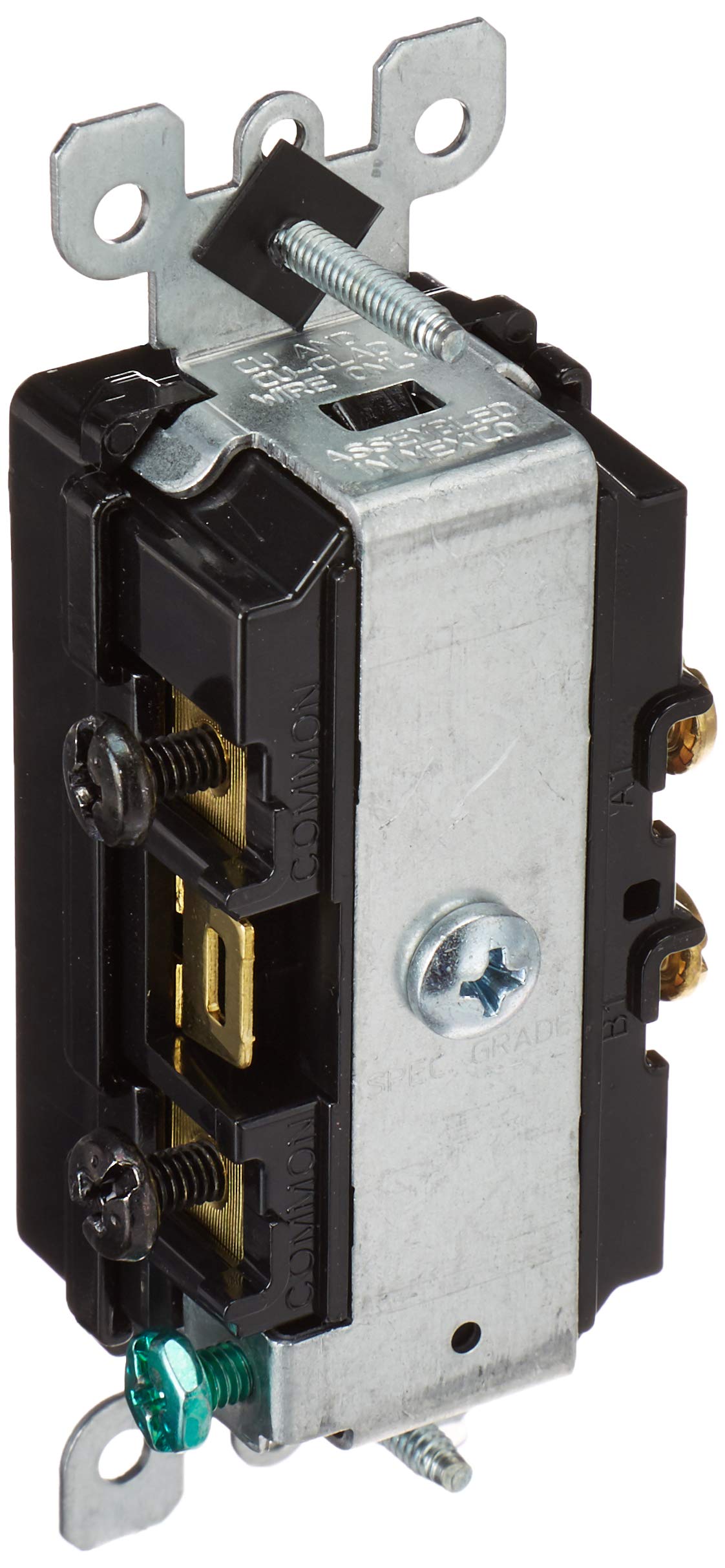 Leviton 15 Amp, 120/277 Volt, Decora Single-Pole, AC Combination Switch, Commercial Grade, Grounding, 5634-E, Black