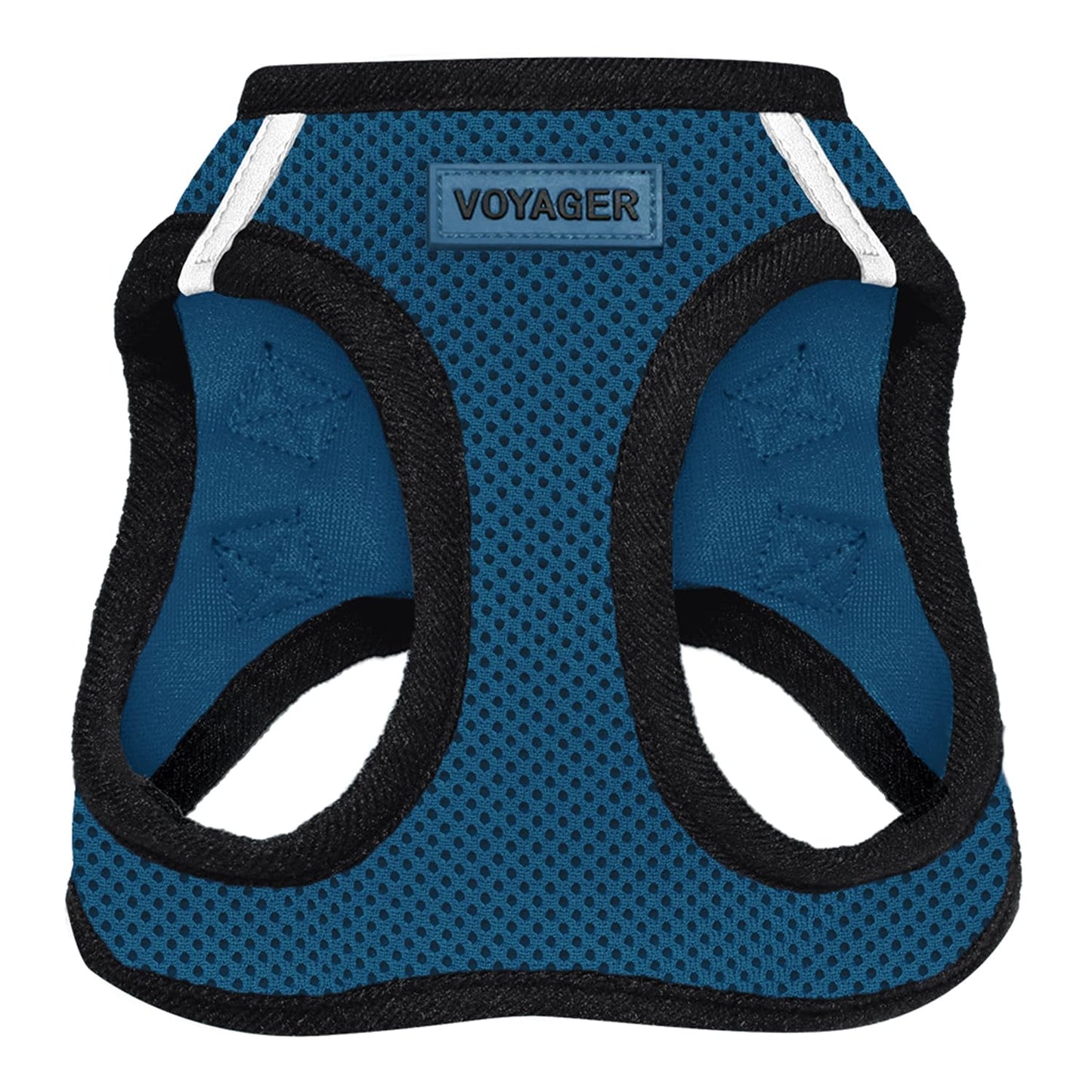 Best Pet Supplies - All Weather Mesh / Plush, Reflective, No Pull Harness for Small, Medium Dogs, Cats - Secure with Hook & Loop Fastener, Buckle, Double D-Rings - Blue/Black Trim, S