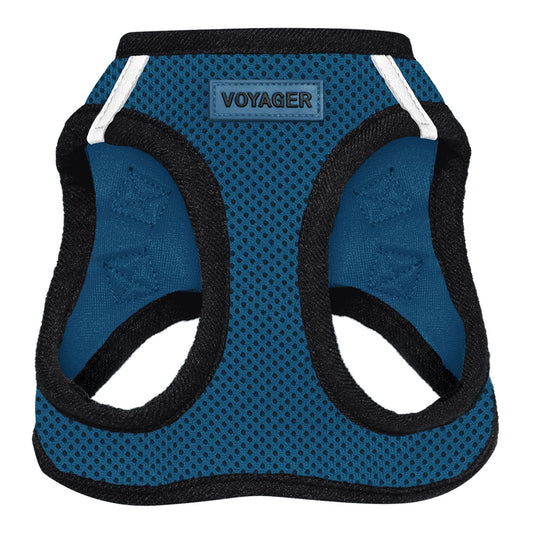 Best Pet Supplies Voyager Step-in Air Harness - All Weather Mesh, Reflective, No Pull Harness for Dogs, Cats - Secure with Hook & Loop Fastener, Buckle, Double D-Rings - Blue/Black Trim, M