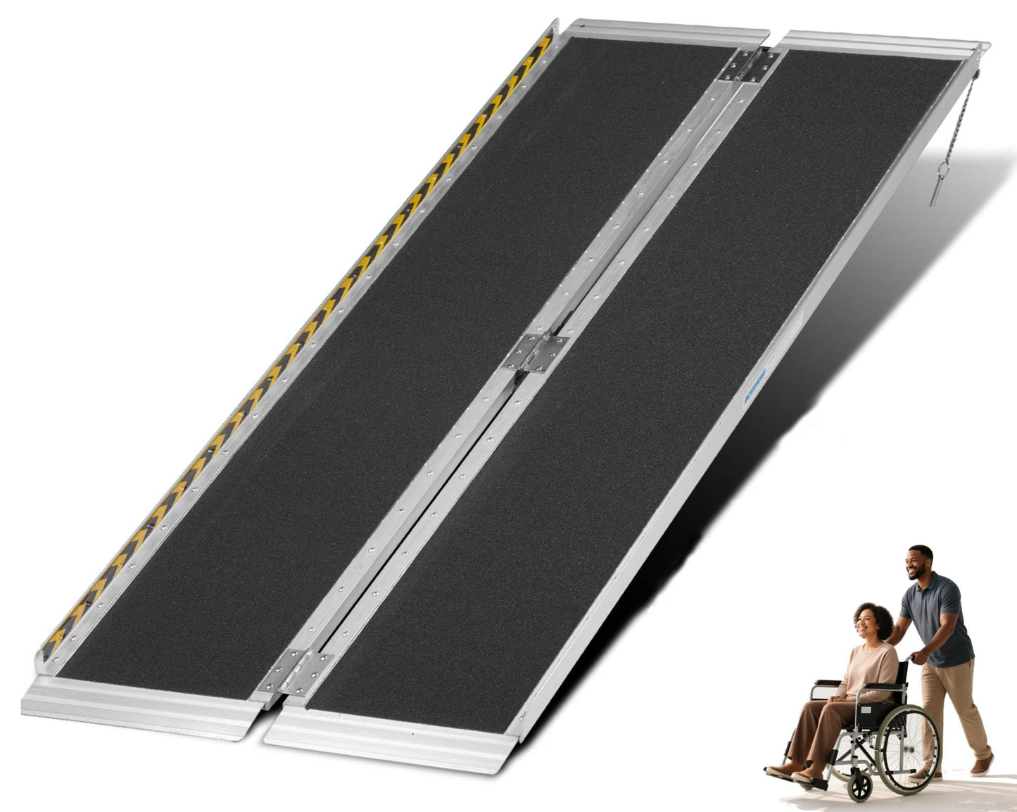 6FT Wheelchair Ramp for Home Steps,600LBS Capacity Non-Slip Aluminum Folded Handicap Ramp, Door Threshold Ramps for Doorways,Home Stairs, Entry, Walker,Stroller,Mobility Scooter