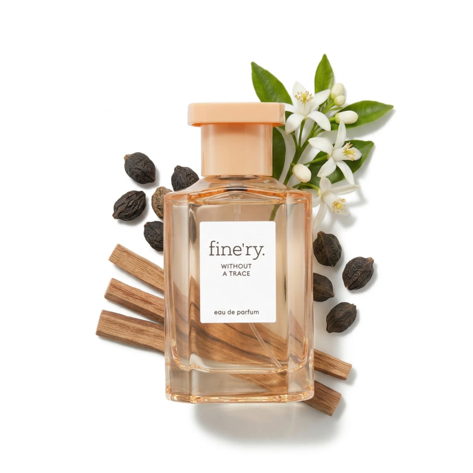 Fine'ry Floral Skin Musk Eau de Parfum - Without a Trace Long-Lasting Perfume for Women - Orange Neroli Blossom, Cedarwood & Suede Musk - Full Size Hair & Body Fragrance Gift for Her (60mL)