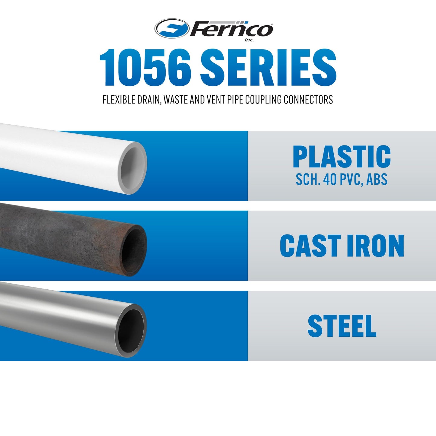 Fernco P1056-54 Flexible PVC Pipe Coupling for Cast Iron, Plastic or Steel to Cast Iron, Plastic or Steel Plumbing Connections