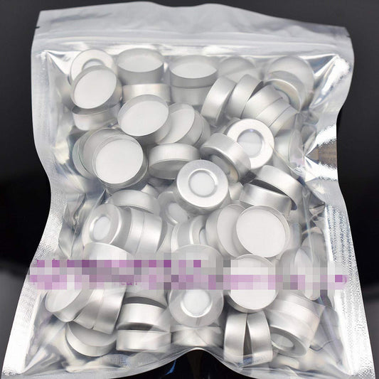 WellieSTR Aluminum Crimp Seal with PTFE/Silicone Septa for Headspace Vial, 20mm Closure Size (100 Pack) - White Color