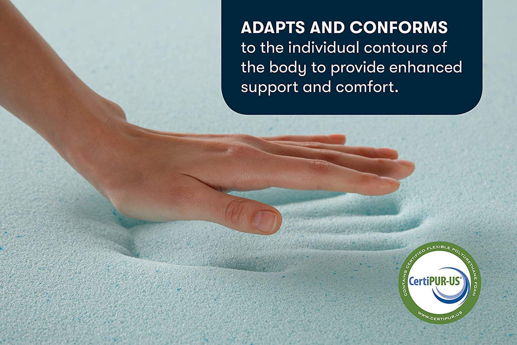 Serta ThermaGel Cooling, Pressure-Relieving Memory Foam Mattress Topper, 2 Inch, Queen,Blue