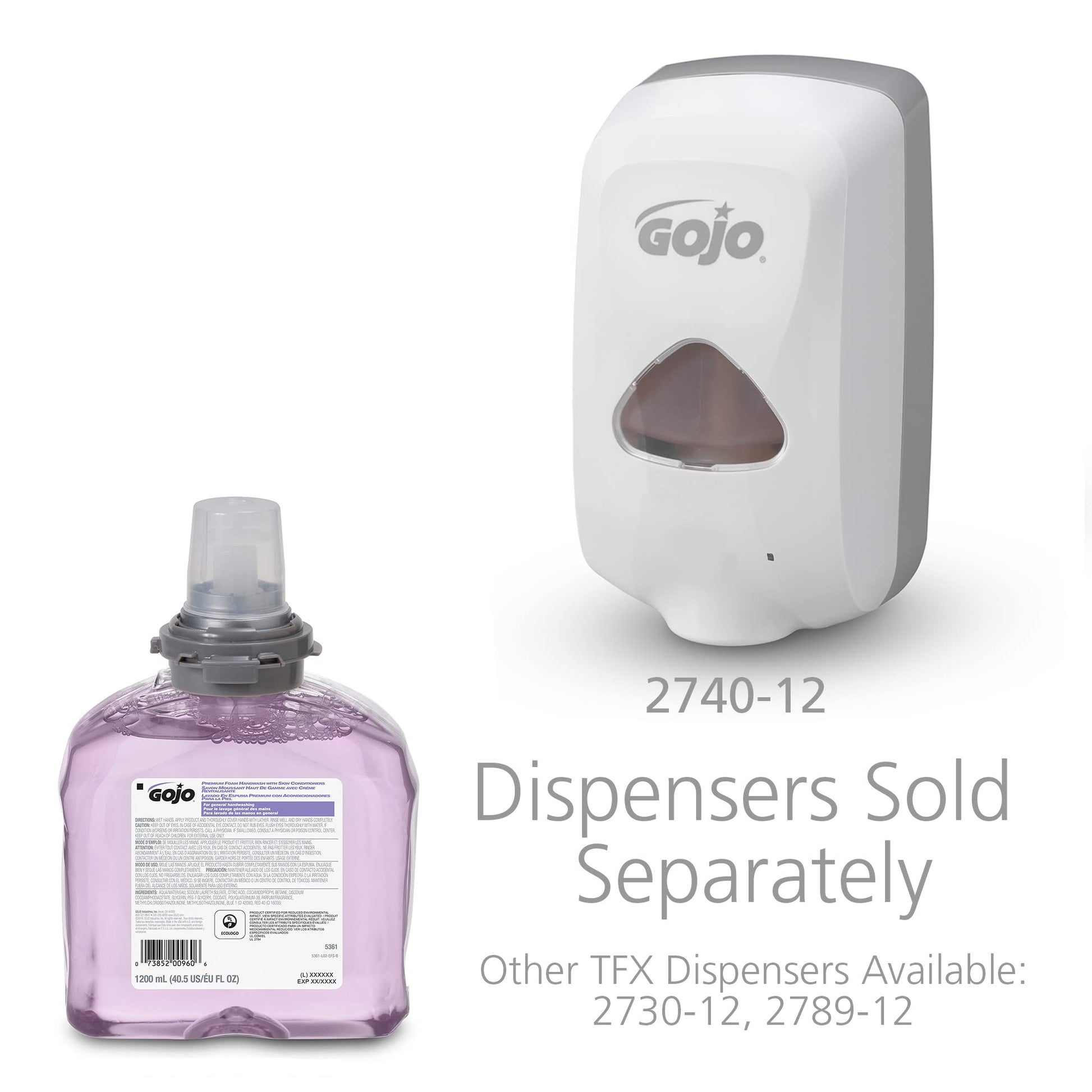 GOJO TFX Foam Soap Refill, Cranberry Scent, 2ct x 1200 mL - 5361-02