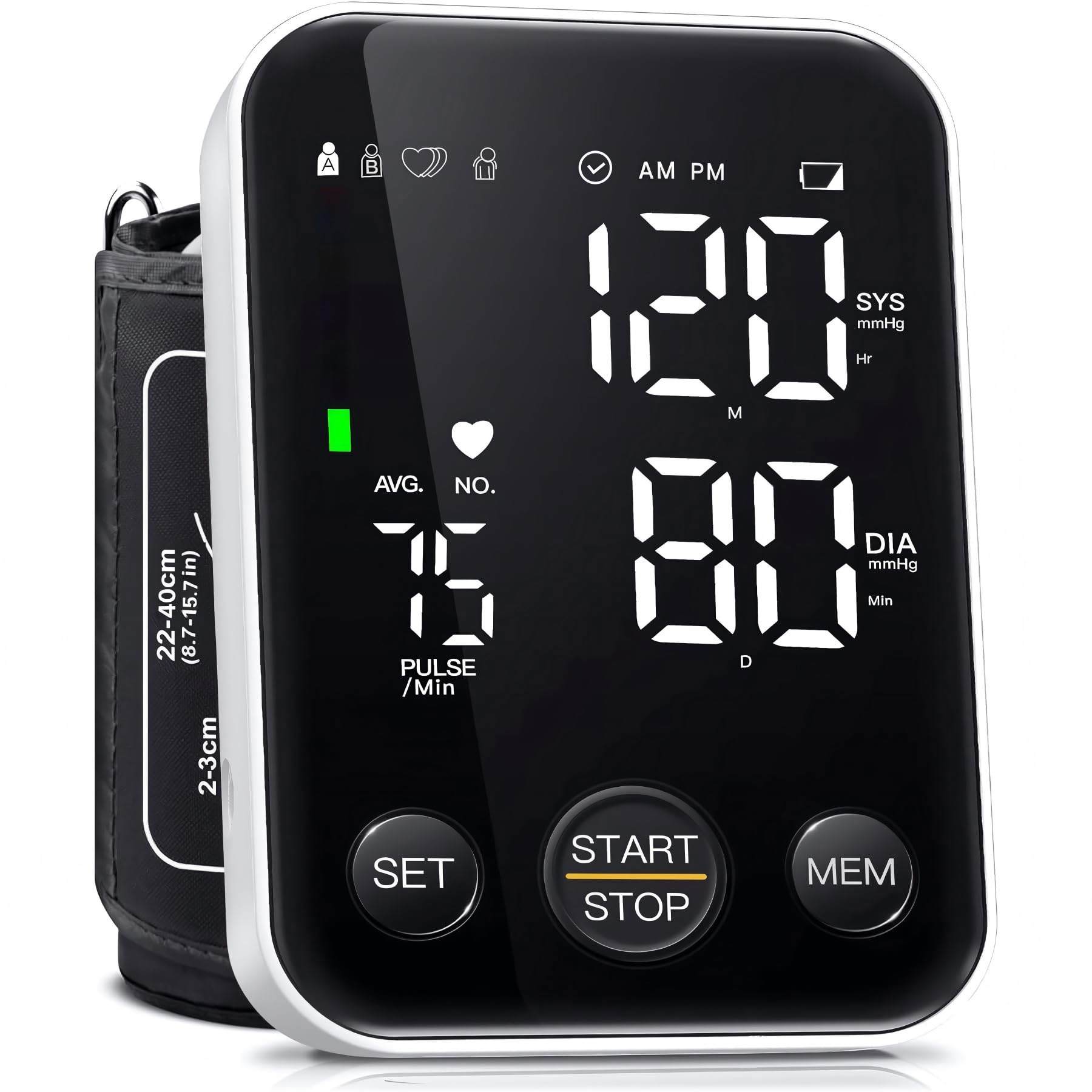 Oklar Blood Pressure Monitor Upper Arm Monitors for Home Use BP Machine Sphygmomanometer with 2x120 Reading Memory Adjustable Arm Cuff 8.7"-15.7" Large Display with LED Background Light Storage Bag