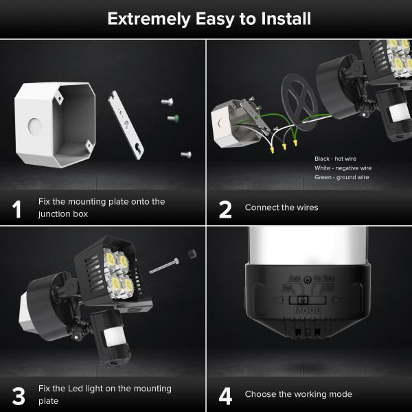 SANSI 36W 3600LM LED Motion Sensor Outdoor Light, 50,000 Hrs Lifespan Security Light, 350W Equiv 5000K Dusk to Dawn IP65 Flood Light, Super Bright for Backyard, Bright Series Black Motion Sensor Light