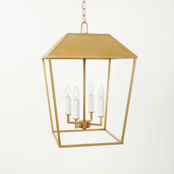 Vintage-Inspired Lantern Pendant Brass, Adjustable Chain