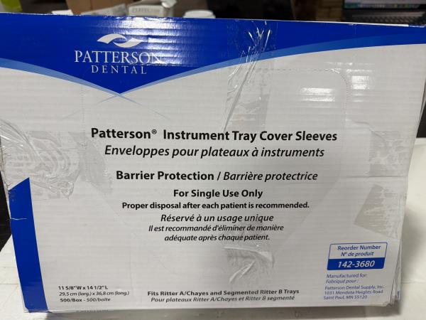 Patterson Dental Instrument Tray Cover Sleeves