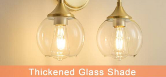 REPLACEMENT GLOBES ONLY for Deyidn 14.1 in. 2 Light Gold Vanity Light with Clear Glass Shade
