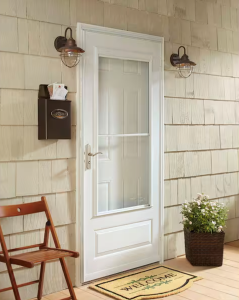 Andersen 400 Series 32 in. White Aluminum Self-Storing Storm Door with Nickel Hardware