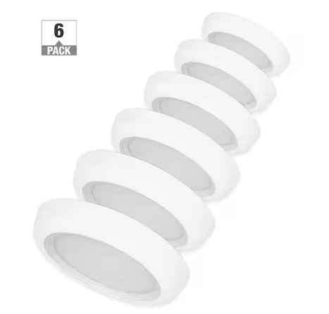 (6-Pk) Commercial Electric 6" LED Flush Mount 800 Lumens Soft White 3000K Baffle