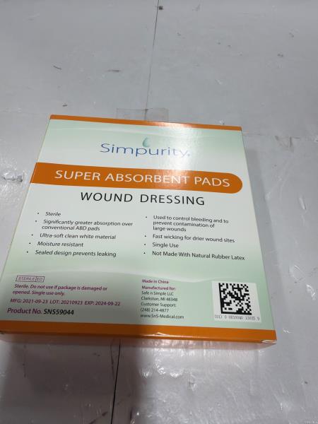 Simpurity Super Absorbent Wound Dressing Pads