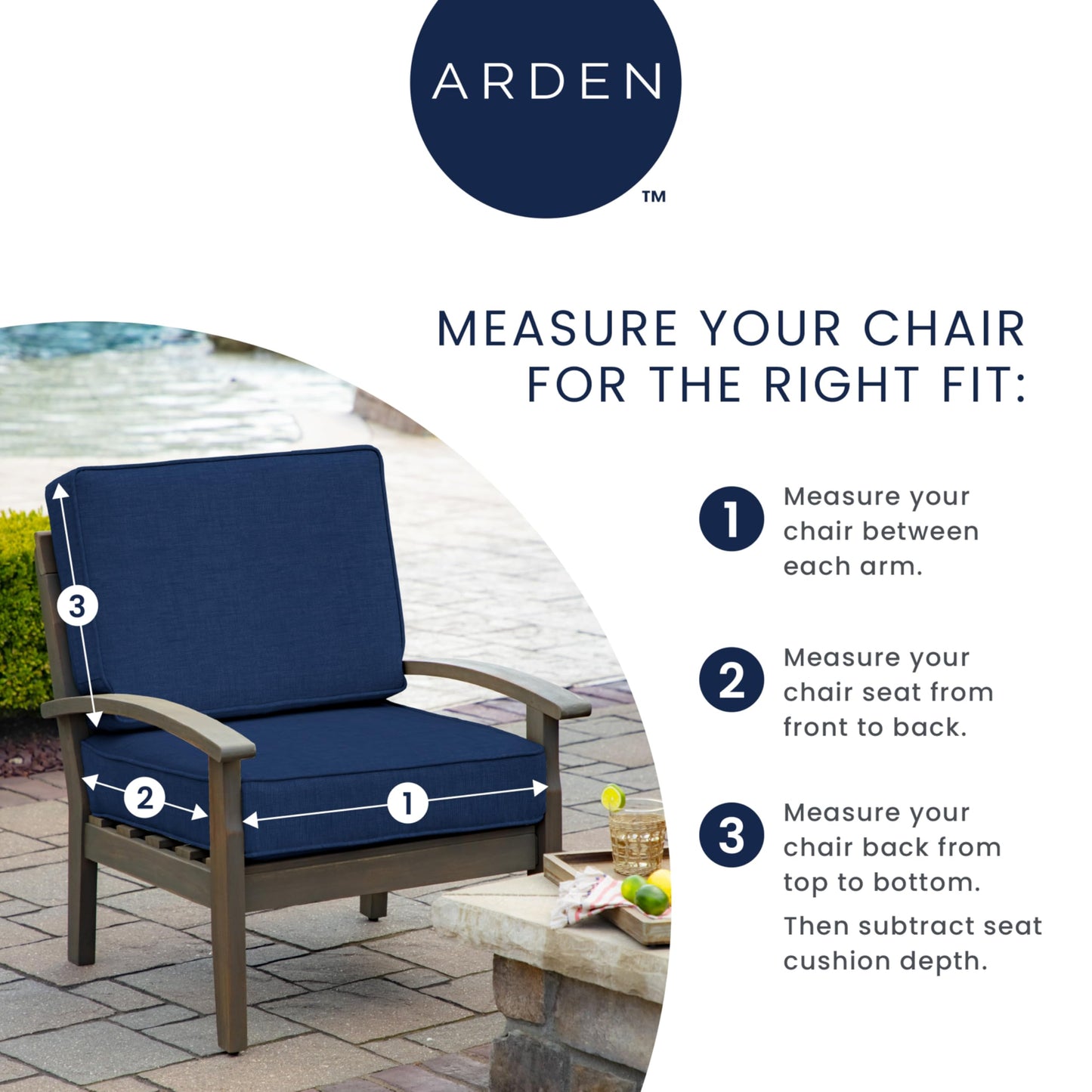 Arden Deep Seat Outdoor Chair Cushion Set, 24 in x 24 in, Weather-Proof, Rain-Proof, Fade Resistant Patio Cushion Set for Chair, Sofa, and Couch Sapphire Blue Leala