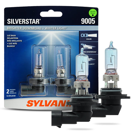 SYLVANIA - 9005 SilverStar - High Performance Halogen Headlight Bulb, High Beam, Low Beam and Fog Replacement Bulb, Brighter Down Road with Whiter Light (Contains 2 Bulbs)