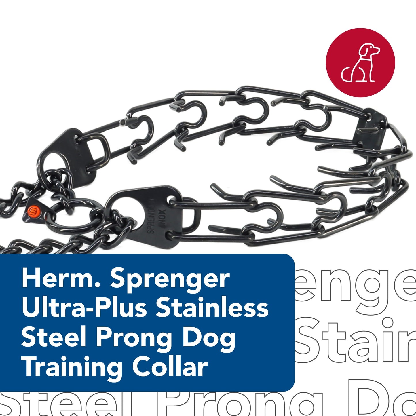 Herm Sprenger - Stainless Steel Ultra-Plus Prong Dog Training Collar - Black - 3.25 mm x 18" Neck Size; 22" Chain Length