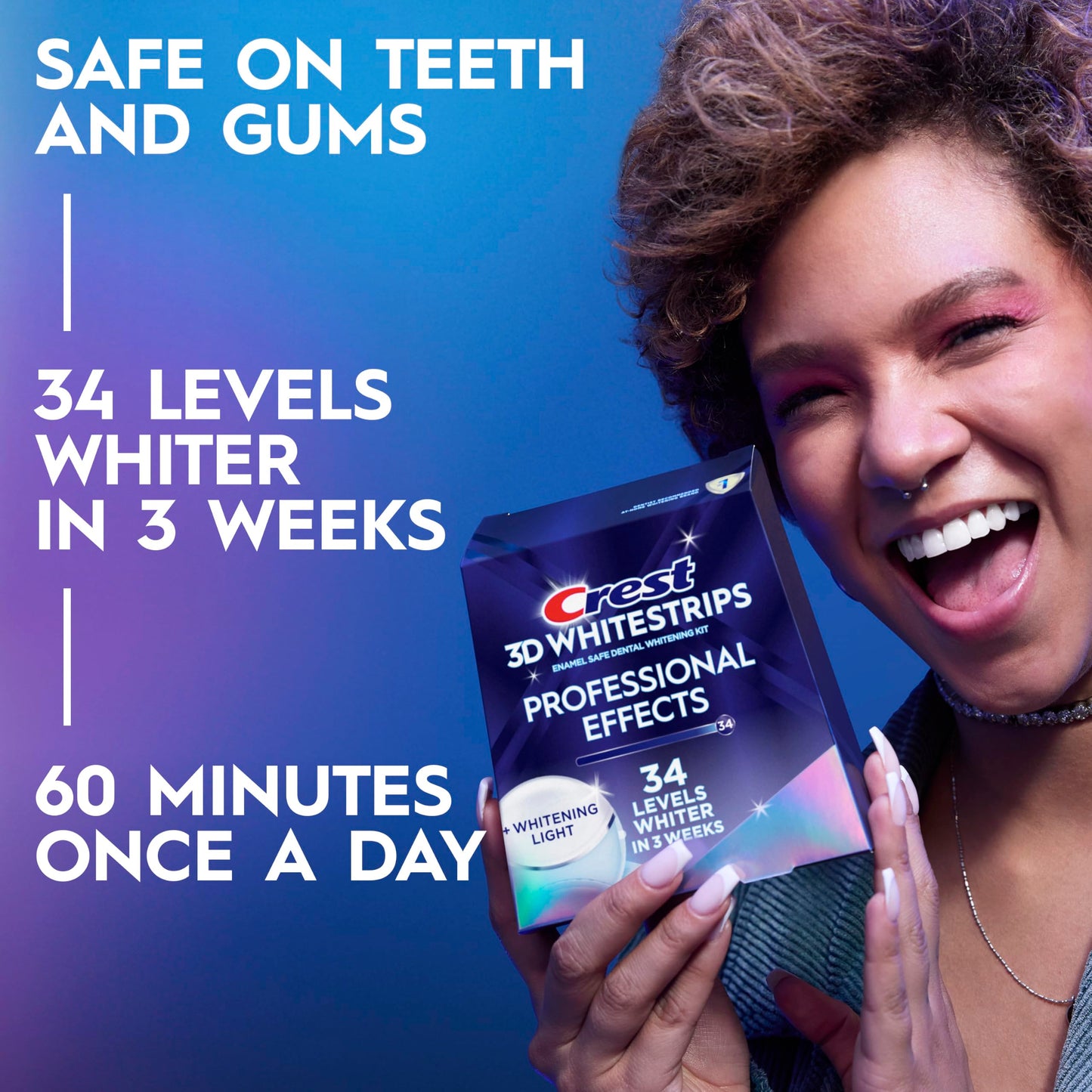 Crest 3D Whitestrips Professional Effects + LED Light – Teeth Whitening Kit, 1 Light + 20 Treatments, Each with 1 Upper/1Lower, 40 Strips – Crest 3DWhite Teeth Whitening Strips