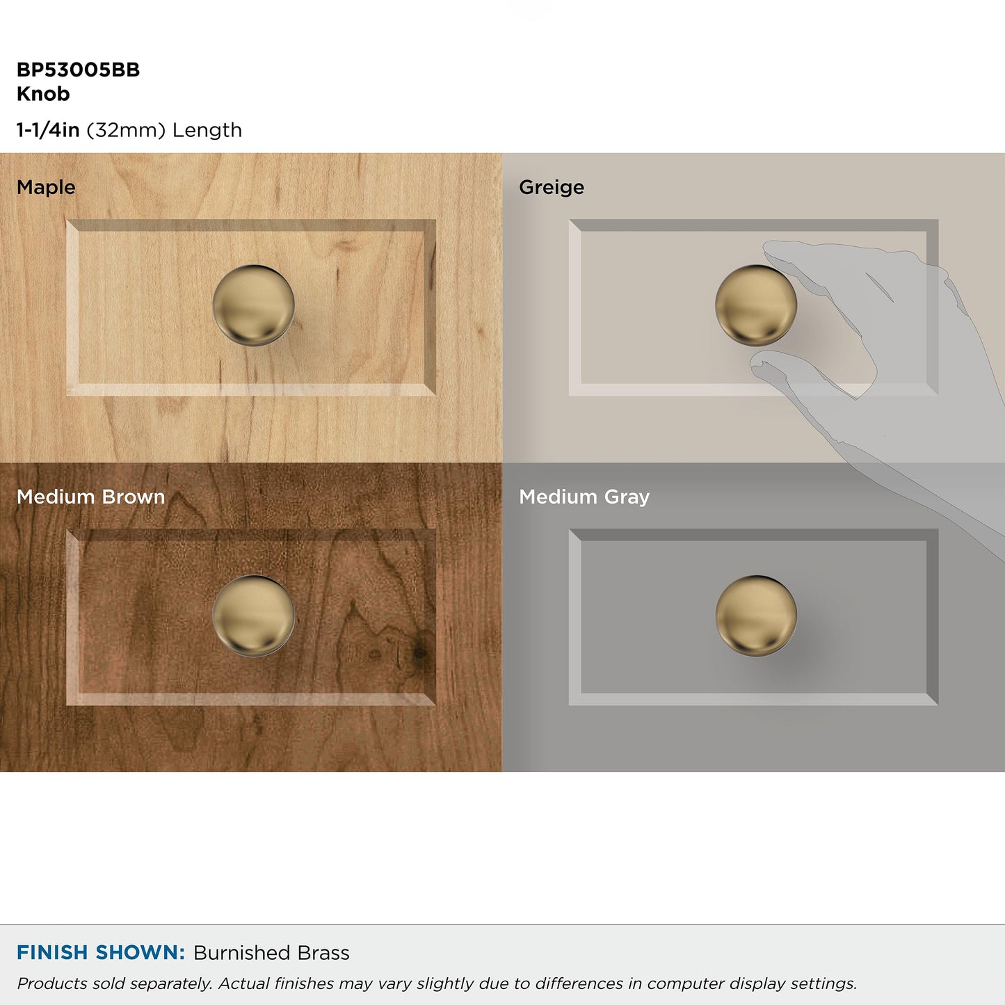 Amerock | Cabinet Knob | Burnished Brass | 1-1/4 inch (32 mm) Diameter | Edona | Drawer Knob | Cabinet Hardware (Pack of 1)