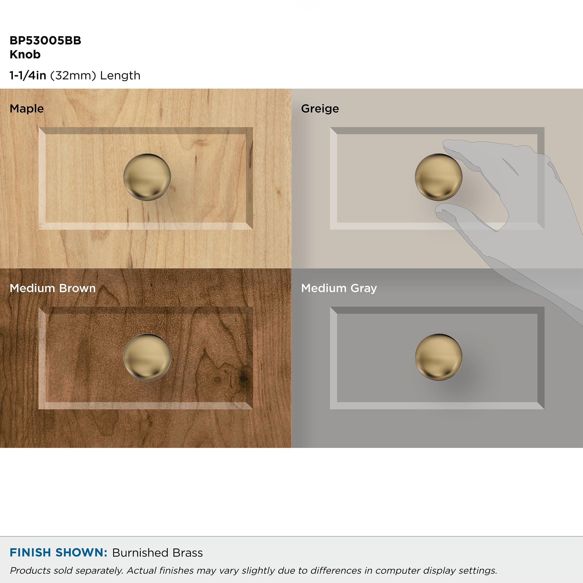 Amerock | Cabinet Knob | Burnished Brass | 1-1/4 inch (32 mm) Diameter | Edona | Drawer Knob | Cabinet Hardware (Pack of 1)