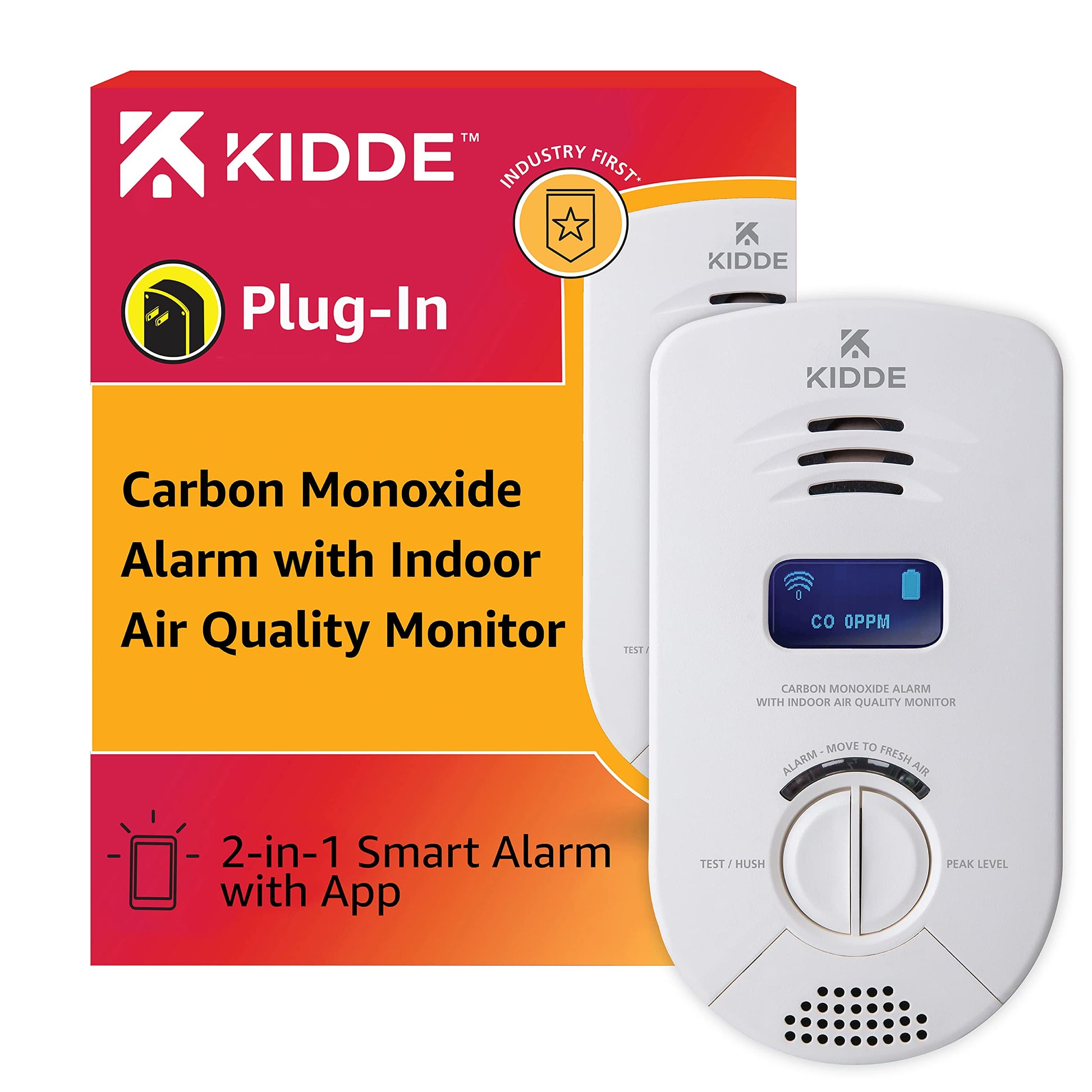 Kidde Smart Carbon Monoxide Detector & Indoor Air Quality Monitor, Plug-in, WiFi, Alexa Compatible Device, Voice & App Alerts