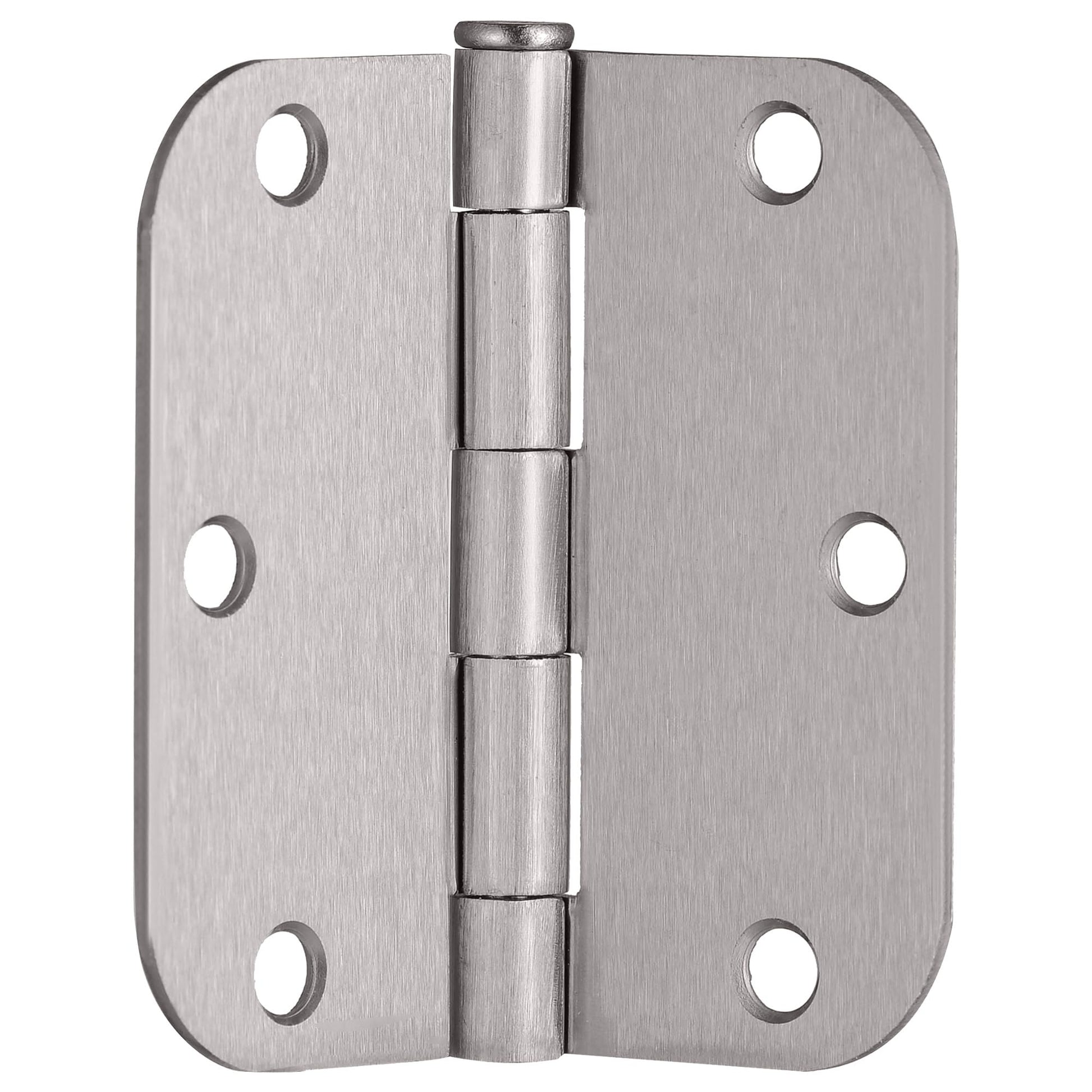 Design House Interior Door Hinges, 3.5 in. x 3.5 in., Rounded, 5/8-in. Radius, Steel, Pre-Lubricated, Door Hardware, Satin Nickel, 10-Pack, 181420