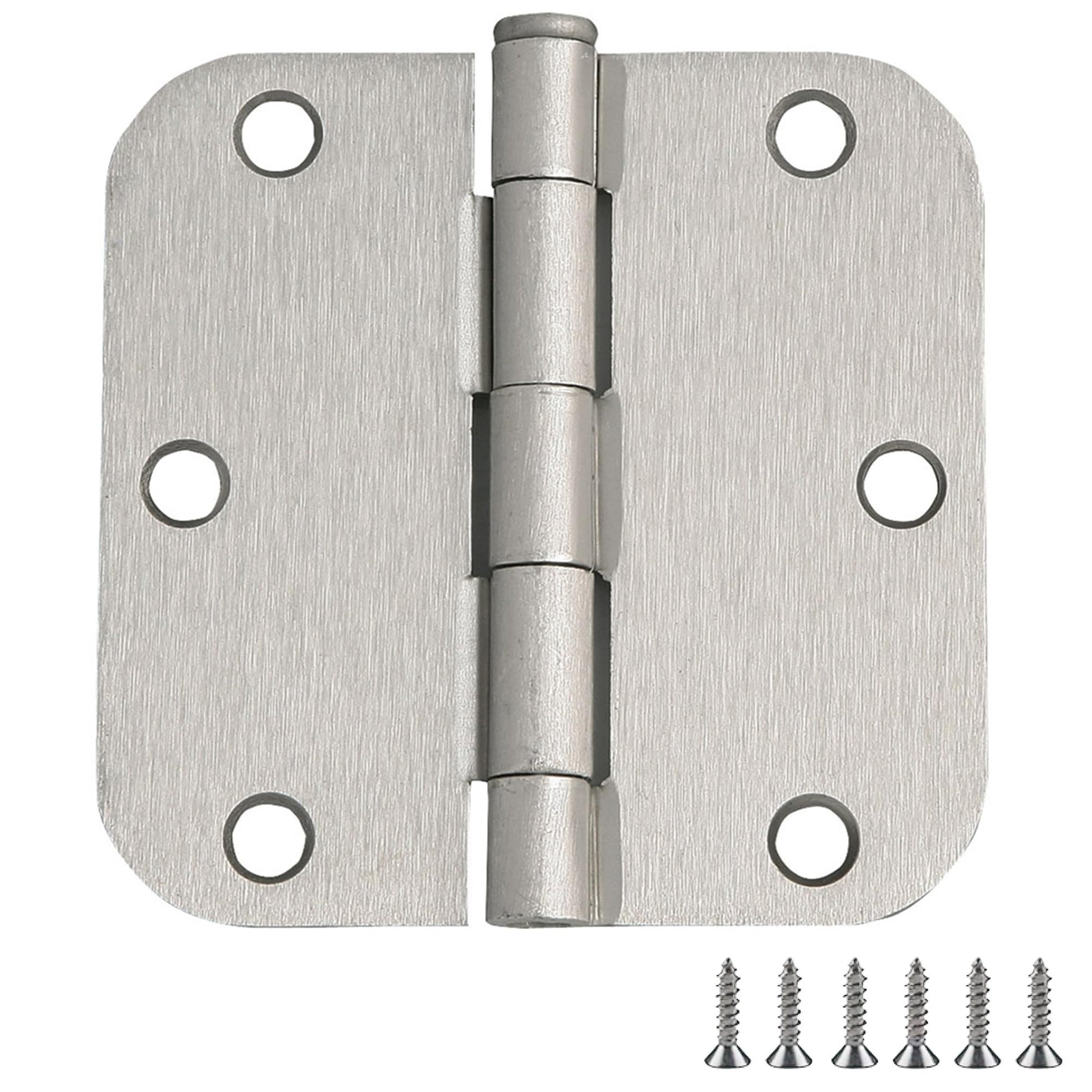 Design House Interior Door Hinges, 3.5 in. x 3.5 in., Rounded, 5/8-in. Radius, Steel, Pre-Lubricated, Door Hardware, Satin Nickel, 10-Pack, 181420