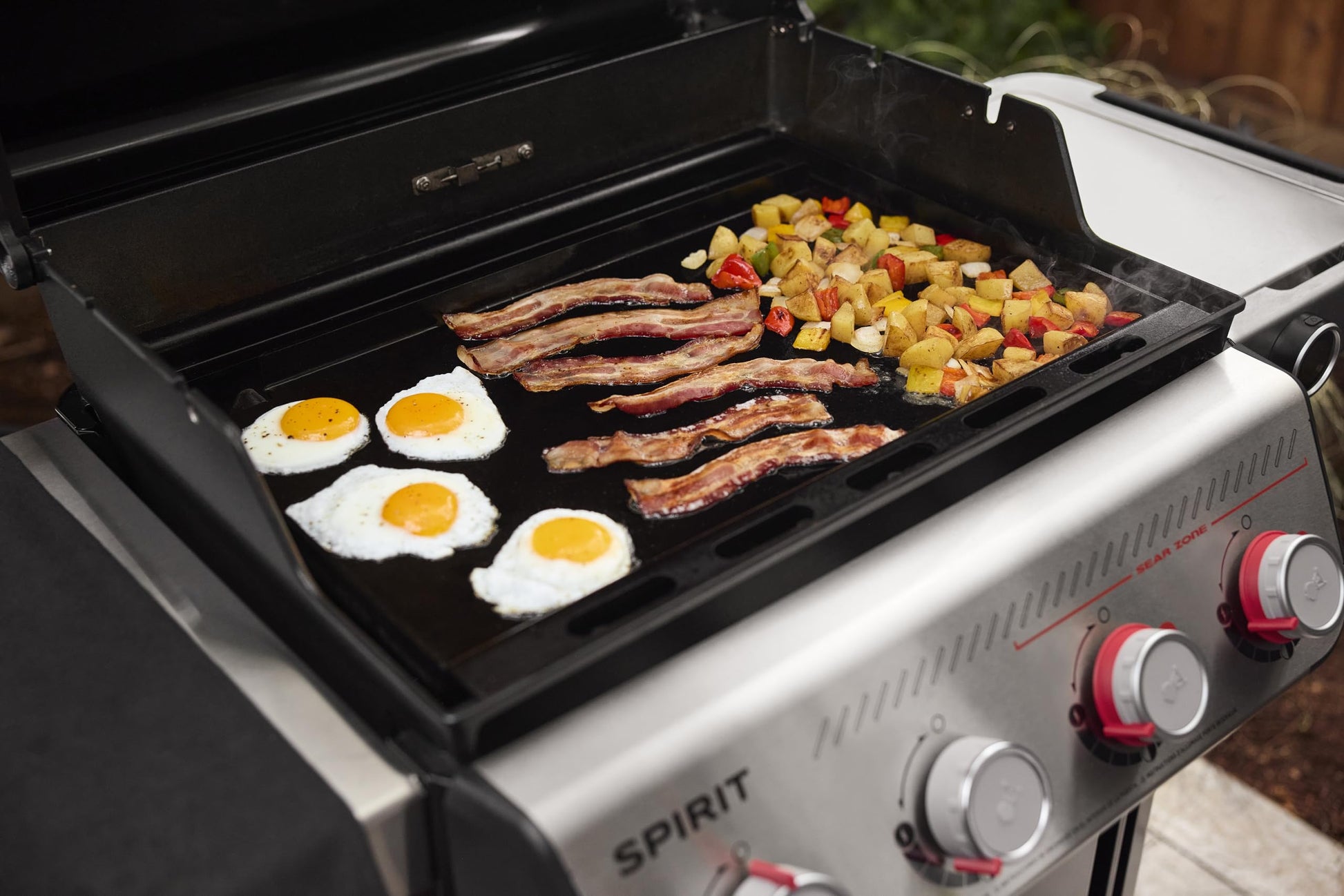 Weber Rust-Resistant Outdoor Griddle Insert, Full-Size – Pre-Seasoned Carbon Steel Griddle for Searwood & Large Spirit Series Gas Grills - Grill Accessory