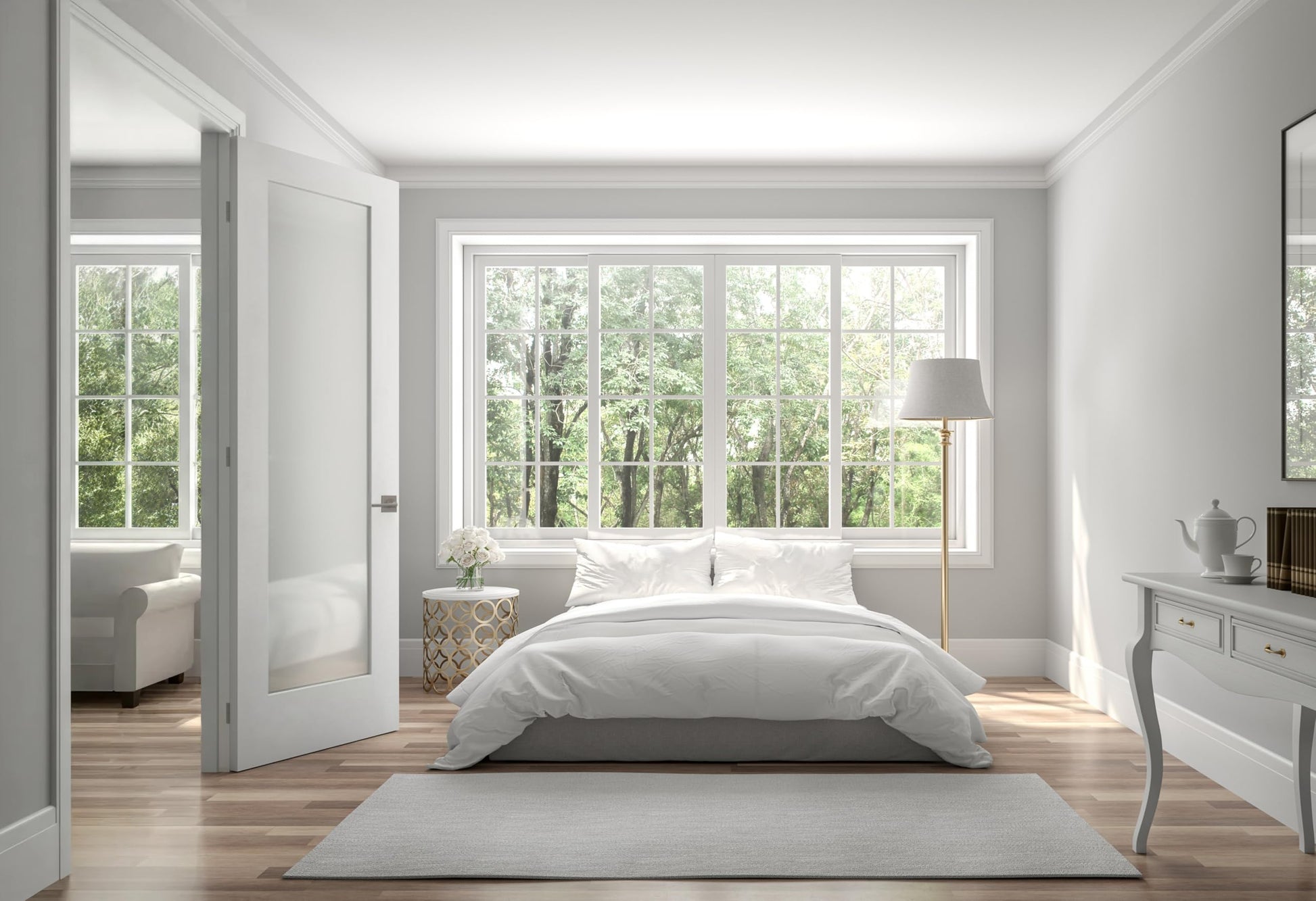 30 in. x 80 in.Right-Handed Solid Core White Primed Composite Single Prehung Interior Door Frosted Glass Matte Black