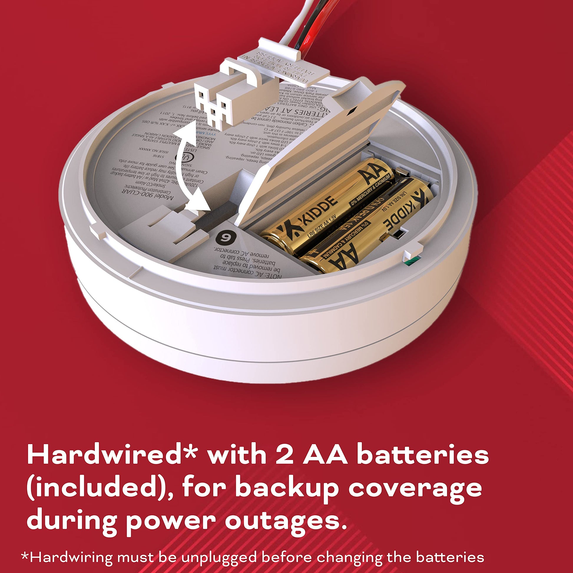 Kidde Hardwired Smoke & Carbon Monoxide Detector, AA Battery Backup, Interconnectable, LED Warning Light Indicators