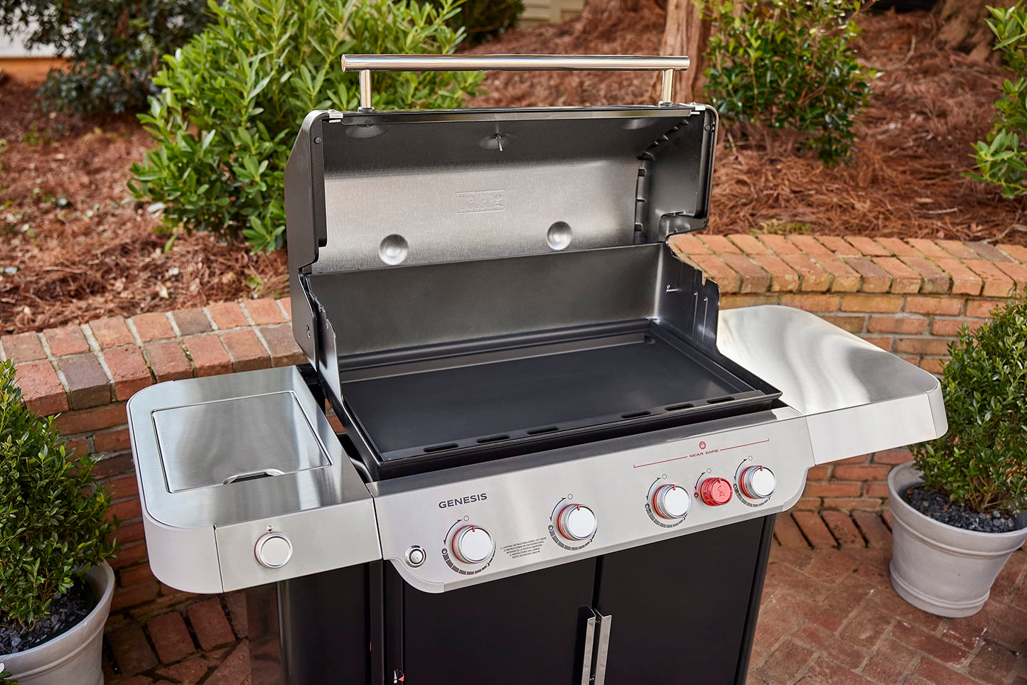 Weber Rust‑Resistant Outdoor Griddle Insert, Full‑Size – Pre-Seasoned Carbon Steel Griddle for Genesis 400 Series Gas Grills, Grill Accessory