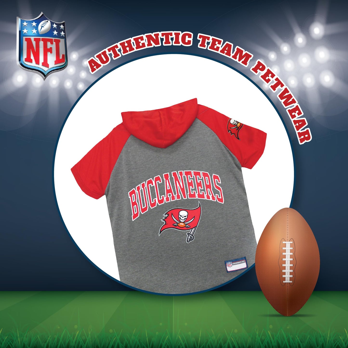 Pets First TBB-4044-MD NFL Tampa Bay Buccaneers Hoodie for Dogs & Cats. | NFL Football Licensed Dog Hoody Tee Shirt, Medium| Sports Hoody T-Shirt for Pets | Licensed Sporty Dog Shirt.