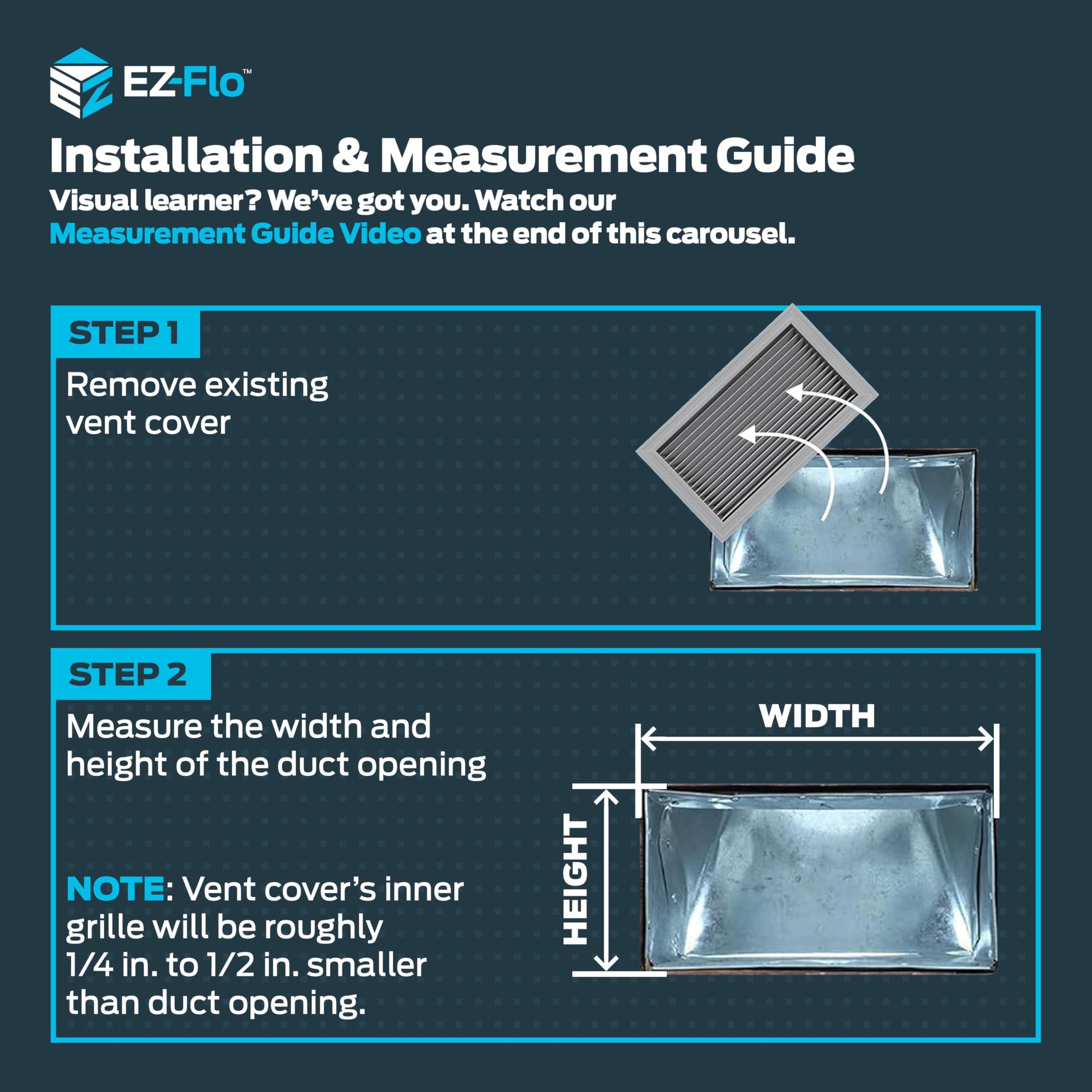 EZ-FLO 12 x 6 Inch (Duct Opening) Air Vent Cover for Wall or Ceiling, Three-Way Ventilation Register, Solid Steel HVAC Register Cover, White, 61615