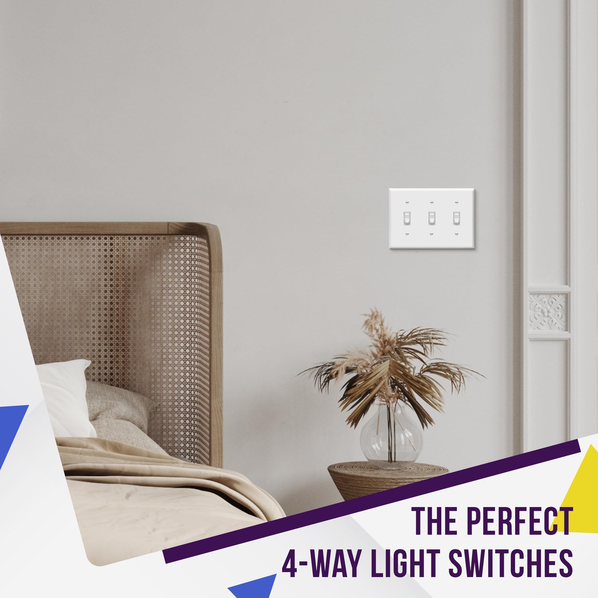 ENERLITES 4-Way Toggle Light Switch, Four Way, Side Wiring, Copper Wire Only, Grounding Screw, Residential Grade, 15A 125VAC 60Hz,UL Listed, 84150-W, White