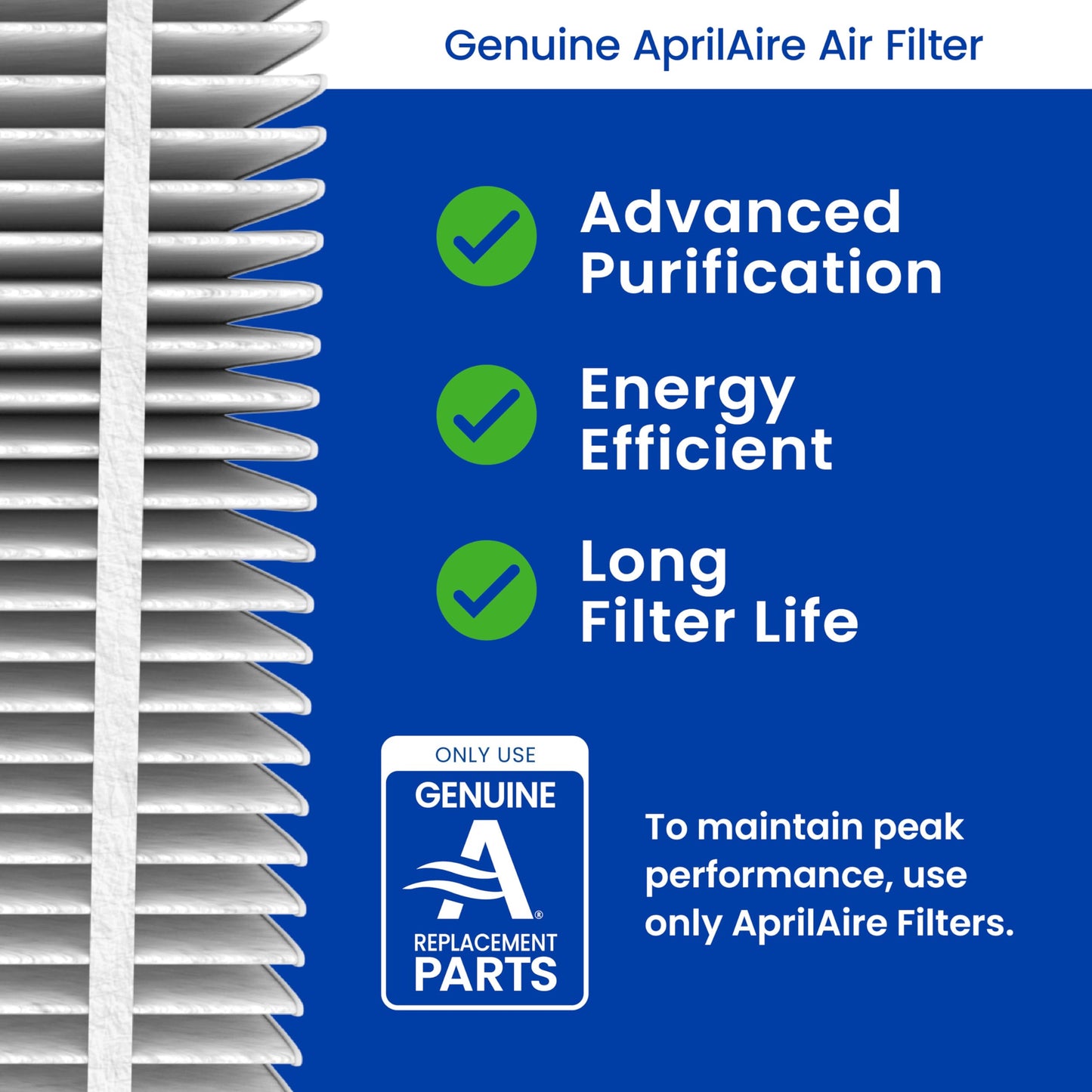 Genuine AprilAire 410 Replacement Filter for AprilAire Whole House Air Purifiers - MERV 11, Clean Air & Dust, 16x25x4 Air Filter (Pack of 2)