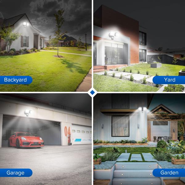 SANSI 36W 3600LM LED Motion Sensor Outdoor Light, 50,000 Hrs Lifespan Security Light, 350W Equiv 5000K Dusk to Dawn IP65 Flood Light, Super Bright for Backyard, Bright Series Black Motion Sensor Light