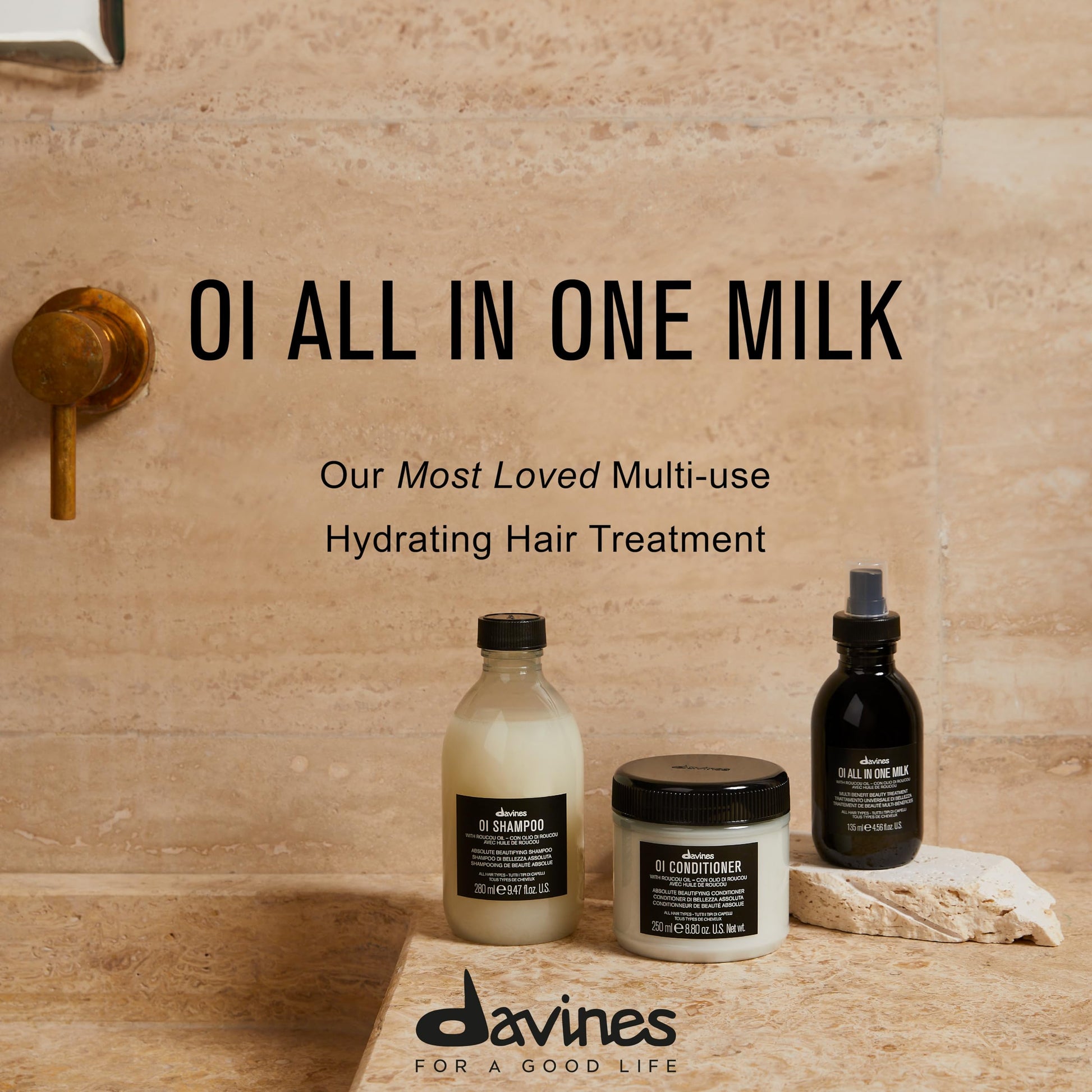 Davines OI All In One Milk Leave-In Spray Treatment Hydrating Frizz-Control
