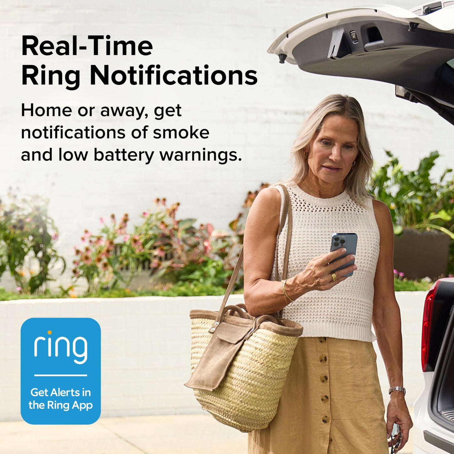 Kidde Smart Smoke Detector, Ring App Enabled for Real-Time Notifications, Wire-Free Interconnectivity, AA Battery Powered